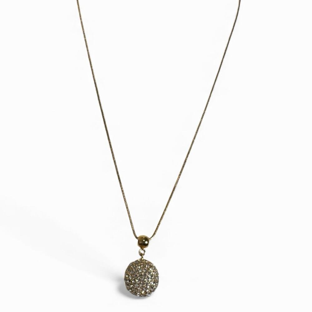 Gold Tone Rhinestone Studded Circle Necklace Women’s Jewelry